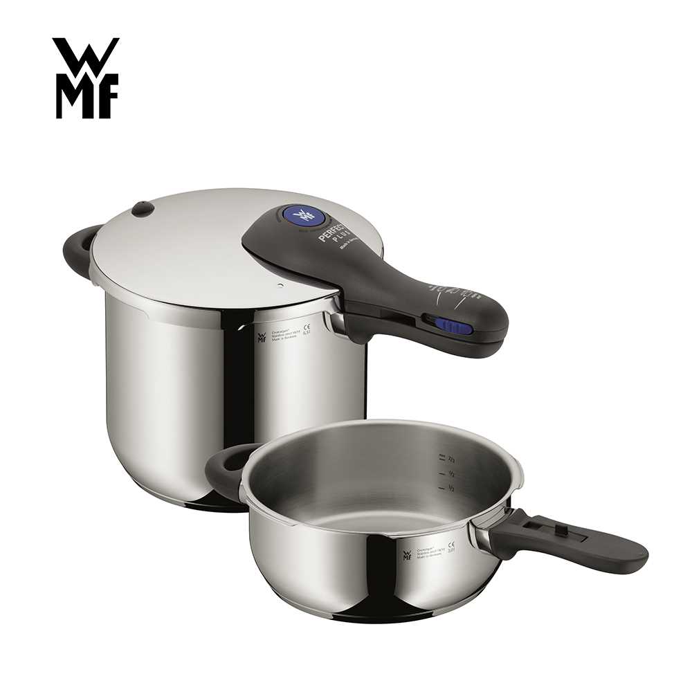 WMF Perfect Pressure cookers set of 2-pieces-pieces 3l & 4,5l without insert Ø 22cm Made in Germany internal scaling Cromargan stainless steel suitable for induction 